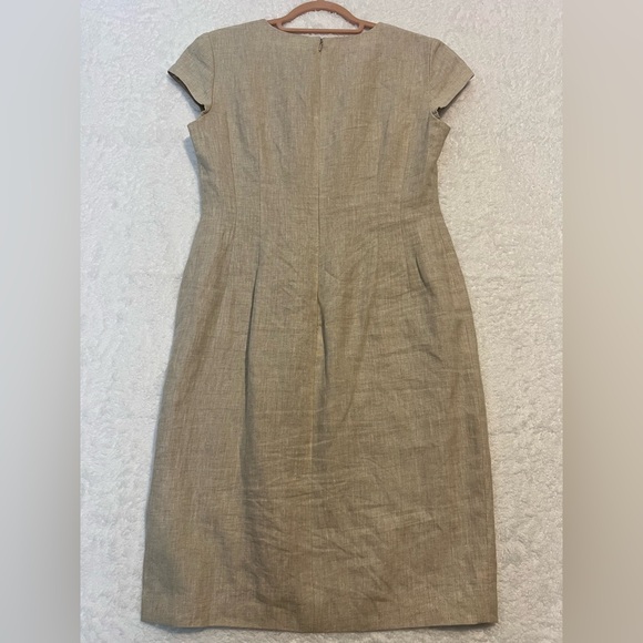 Maggy London Petites Cream Linen Dress with soft pastel embroidery 10P Exquisite - Picture 7 of 8